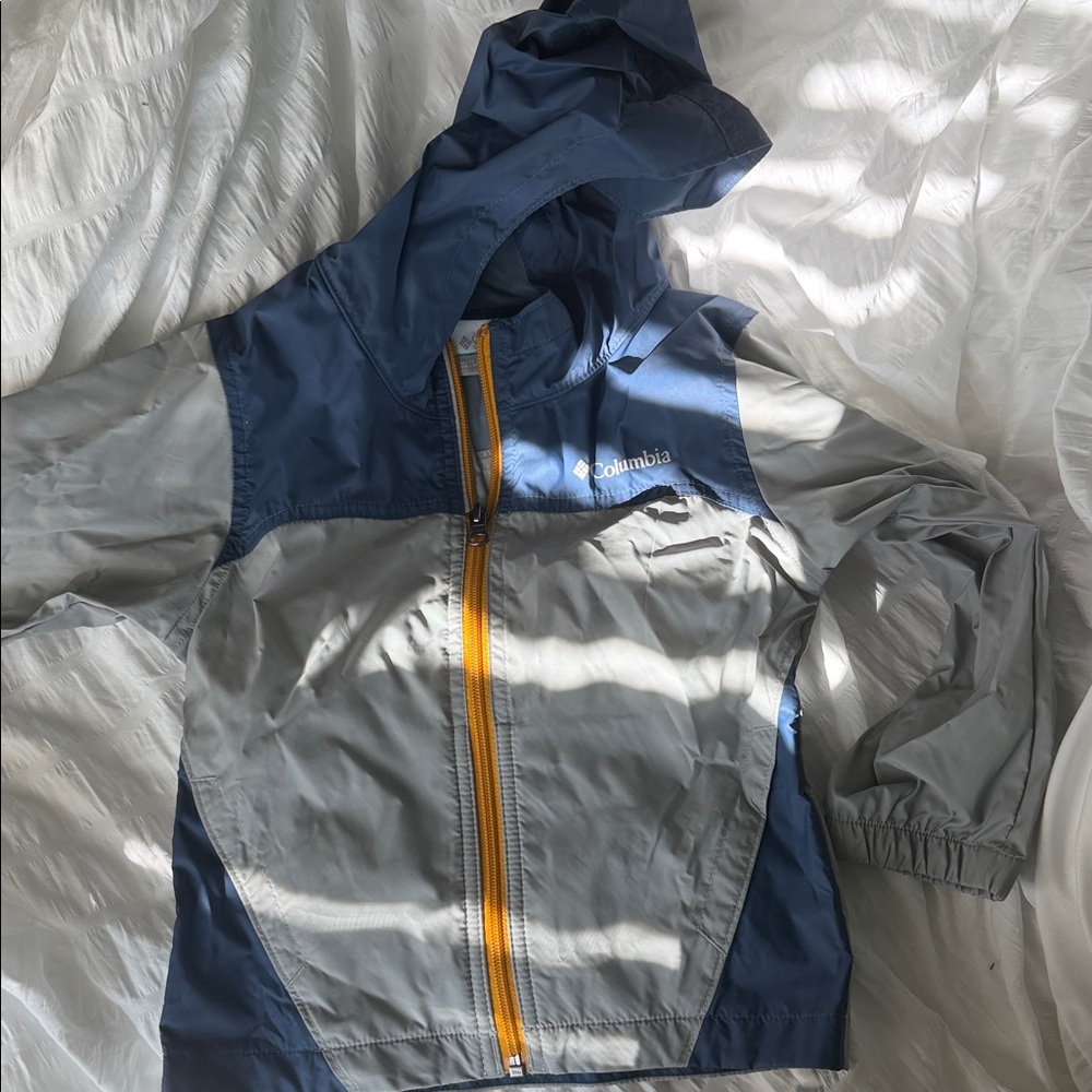 Columbia Two-Tone Blue and Gray Jacket with Orange Zipper